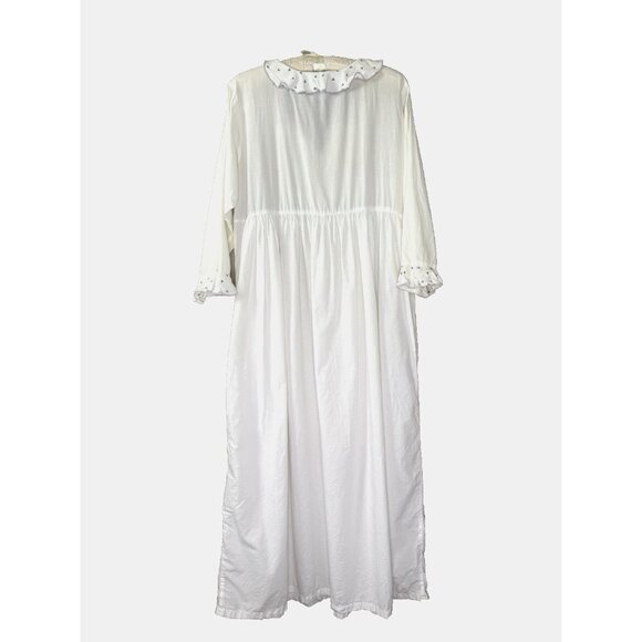 Vintage April Cornell Medium Nightgown White Floral Embroidered Prairie Cottage - Picture 2 of 11
